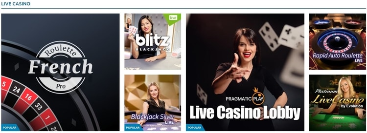 playmillion live casino main page